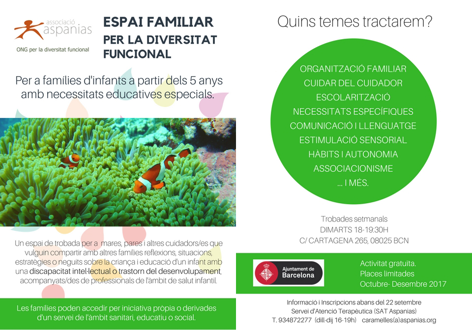 Més informació sobre l'article L’Espai Familiar per la diversitat funcional comença aquesta tardor