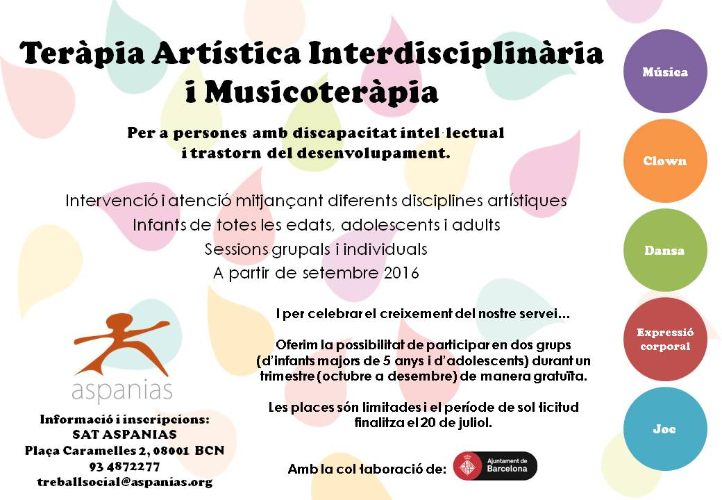 Més informació sobre l'article Nou servei: Teràpia Artística Interdisciplinària i Musicoteràpia